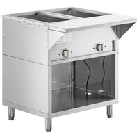 ServIt Two Pan Open Well Electric Steam Table with Partially Enclosed Base - 120V, 1000W