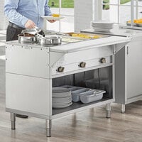 ServIt Three Pan Sealed Well Electric Steam Table with Partially Enclosed Base - 120V, 1500W