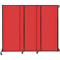 Versare 1813208 Red Poly Wall-Mounted Quick-Wall Sliding Room Divider - 7' x 5' 10 inch