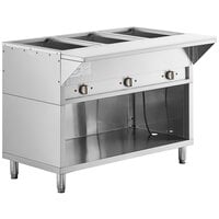 ServIt Three Pan Open Well Electric Steam Table with Partially Enclosed Base - 120V, 1500W