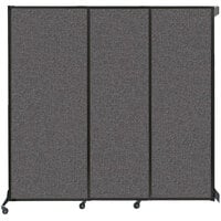 Versare 1814107 Charcoal Gray Wall-Mounted Quick-Wall Sliding Room Divider - 7' x 6' 8"