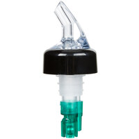 .75 oz. Clear Spout / Green Tail Measured Liquor Pourer with Collar   - 12/Pack