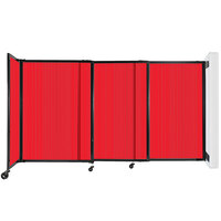 Versare 7548308 Red Poly StraightWall Wall-Mounted Sliding Room Divider - 7' 2 inch x 4'