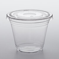 Choice 9 oz. Clear PET Plastic Cold Cup with Flat Lid and No Straw Slot - 50/Pack