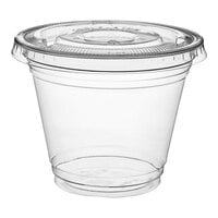 Choice 9 oz. Clear PET Plastic Cold Cup with Flat Lid and No Straw Slot - 50/Pack
