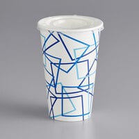 Choice 16 oz. Poly Paper Cold Cup and Flat Straw Slot Lid - 100/Pack
