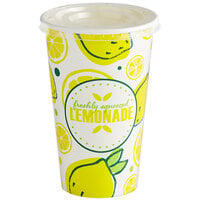 Carnival King 16 oz. Poly Paper Lemonade Cup and Flat Straw Slot Lid - 100/Pack