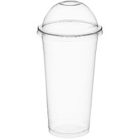 Choice HD 24 oz. Heavy Weight Clear PET Plastic Cold Cup with Dome Lid - 50/Pack