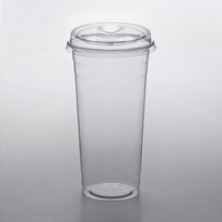 Choice HD 24 oz. Heavy Weight Clear Plastic Cold Cup with Strawless / Sip-Through Lid - 50/Pack