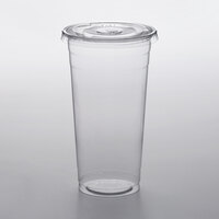 Choice HD 24 oz. Heavy Weight Clear PET Plastic Cold Cup with Flat Lid - 50/Pack