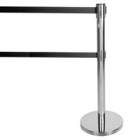 Aarco HC-27 Chrome 40 inch Crowd Control / Guidance Stanchion with Dual 84 inch Black Retractable Belts