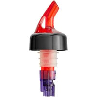 American Metalcraft PR78925 1.125 oz. Red Spout / Purple Tail Measured Liquor Pourer with Collar - 12/Pack