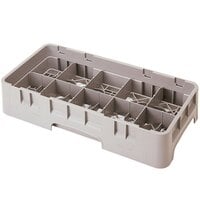 Cambro 10HS1114184 Beige Camrack 10 Compartment 11 3/4" Half Size Glass Rack with 6 Extenders