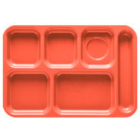GET TR-152 10 inch x 14 1/2 inch Rio Orange ABS Plastic Right Hand 6 Compartment Tray - 12/Pack