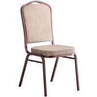 Lancaster Table & Seating Tan Fabric Crown Back Stackable Banquet Chair with Copper Vein Frame
