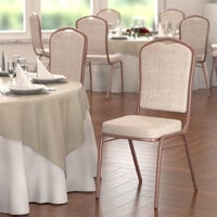 Lancaster Table & Seating Tan Fabric Crown Back Stackable Banquet Chair with Copper Vein Frame