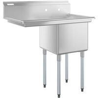 Regency 38 1/2 inch 16-Gauge Stainless Steel One Compartment Commercial Sink with Galvanized Legs and 1 Drainboard - 18 inch x 18 inch x 14 inch Bowl - Right Drainboard
