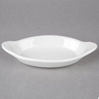 Hall China by Steelite International HL5280ABWA Bright White 12 oz. Oval Rarebit / Au Gratin Dish - 24/Case