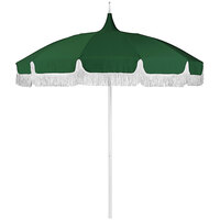 California Umbrella SMPT 852 SUNBRELLA 1 Pagoda 8 1/2' Forest Green Round Push Lift Umbrella with 1 1/2" Aluminum Pole - Sunbrella 1A Canopy with White Fringe