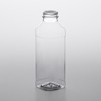 16 oz. Square PET Clear Juice Bottle with Recessed Label Panel - 160/Bag