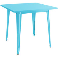 Lancaster Table & Seating Alloy Series 32 inch x 32 inch Arctic Blue Dining Height Outdoor Table