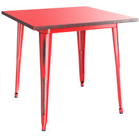 Lancaster Table & Seating Alloy Series 32 inch x 32 inch Distressed Red Dining Height Outdoor Table