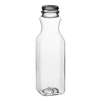 12 oz. Customizable Square Carafe PET Clear Juice Bottle - 198/Bag