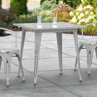 Lancaster Table & Seating Alloy Series 32 inch x 32 inch Distressed Silver Dining Height Outdoor Table