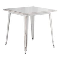 Lancaster Table & Seating Alloy Series 32" x 32" Distressed Pearl White Standard Height Outdoor Table