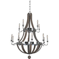 Kalco Sharlow 15-Light Farmhouse Tiered Chandelier with Chrome Finish - 120V, 60W