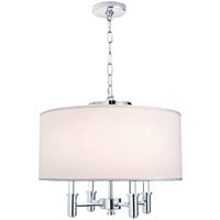 Kalco 500571CH Dupont 4-Light Round Modern Convertible Pendant Light with Chrome Finish, Silk Shade, and Optic Crystal Accents - 120V, 40W