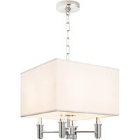 Kalco 500570CH Dupont 4-Light Square Modern Convertible Pendant Light with Chrome Finish, Silk Shade, and Optic Crystal Accents - 120V, 40W