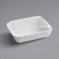Choice 10 lb. White Deli Crock with Clear Cover