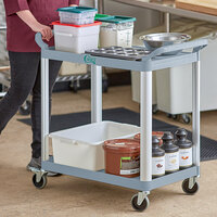 Choice Gray Utility / Bussing Cart with Two Shelves - 42 inch x 20 inch