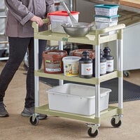 Choice Beige Utility / Bussing Cart with Three Shelves - 32 inch x 16 inch