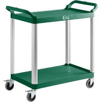 Choice Green Utility / Bussing Cart with Two Shelves - 42 inch x 20 inch