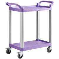 Choice Purple Utility / Bussing Cart with Two Shelves - 32 inch x 16 inch