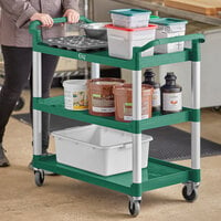 Choice Green Utility / Bussing Cart with Three Shelves - 42 inch x 20 inch