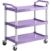 Choice Purple Utility / Bussing Cart with Three Shelves - 42" x 20"
