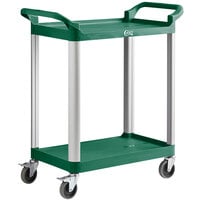 Choice Green Utility / Bussing Cart with Two Shelves - 32" x 16"