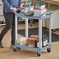 Choice Gray Utility / Bussing Cart with Two Shelves - 32 inch x 16 inch