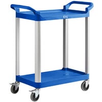 Choice Blue Utility / Bussing Cart with Two Shelves - 32" x 16"