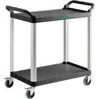Choice Black Utility / Bussing Cart with Two Shelves - 42 inch x 20 inch