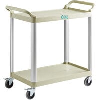 Choice Beige Utility / Bussing Cart with Two Shelves - 42" x 20"