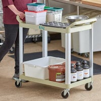 Choice Beige Utility / Bussing Cart with Two Shelves - 42 inch x 20 inch