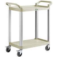 Choice Beige Utility / Bussing Cart with Two Shelves - 32 inch x 16 inch