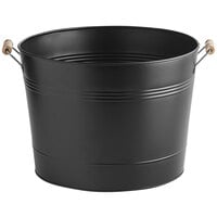 Choice Black Beverage Tub with Wooden Handles