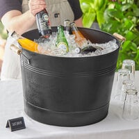 Choice Black Beverage Tub with Wooden Handles