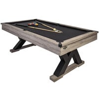 American Legend AL3010W Kirkwood 7 1/2' Black Polyester / Rustic Gray Wood Billiard / Pool Table with Accessories
