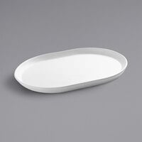 Cal-Mil 22018-15 Hudson 14" x 11 1/4" White Oval Raised Rim Melamine Platter
